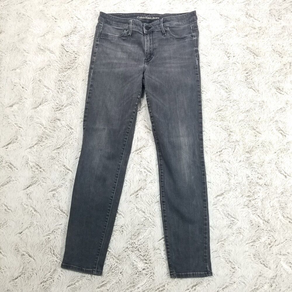 Calvin Klein Jeans Womens size 31x31 Black Legging Slim Straight Dark Wash Denim
